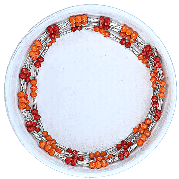 Orange Seed With Shiny Cylinder Waist Beads