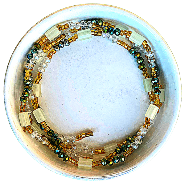 Gold and Faceted Glass Crystalline Glow in the Dark Waist Beads