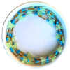 Butterfly glow-n-dark light blue with gold beads