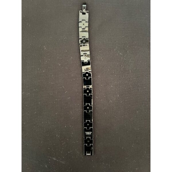 Stainless Steel Black Enamel with Diamond Inlay Bracelet