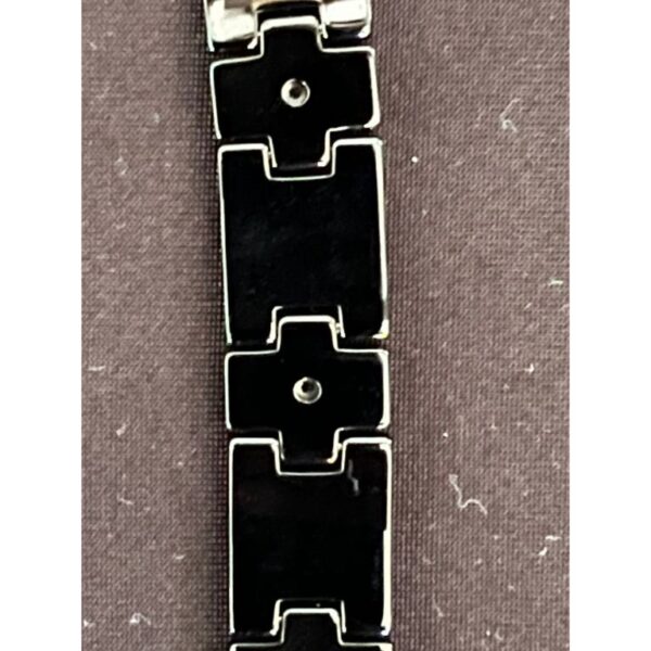 Stainless Steel Black Enamel with Diamond Inlay Bracelet