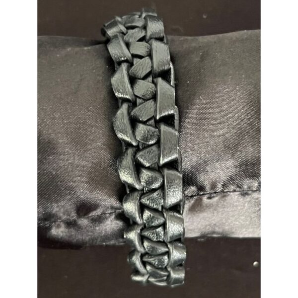 ehelpbrands Black Braided Leather Bracelet with Magnetic Clasp